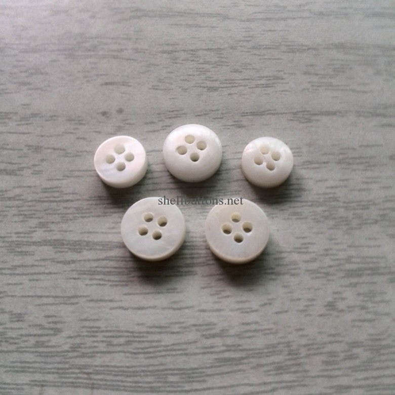 plat face 4 holes 3mm thickness double white river shell buttons