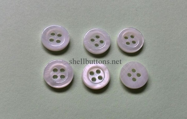 Wide edge double white river shell buttons