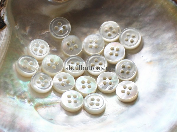 3.5mm thickness double white MOP shell buttons