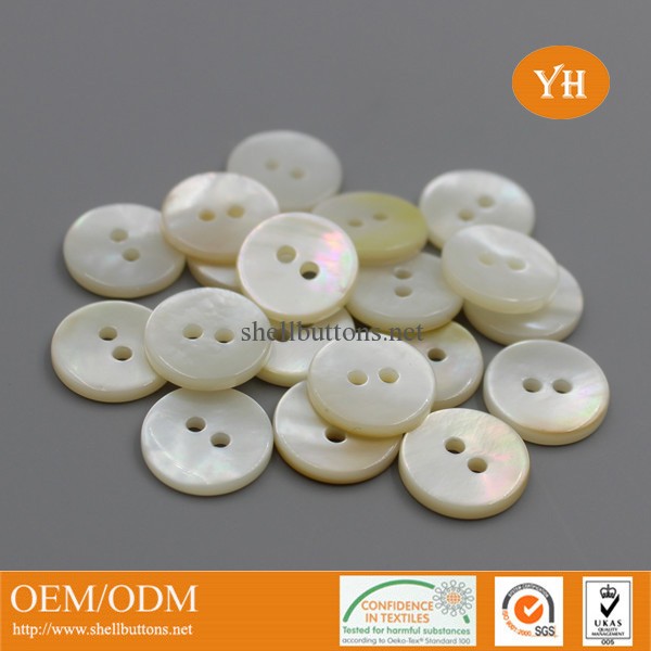 2 holes flat white mother of pearl buttons MOP shell buttons