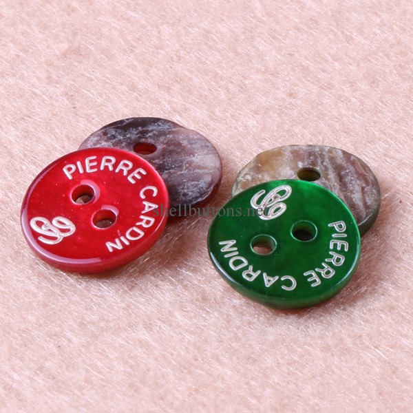 colored shell buttons with logo